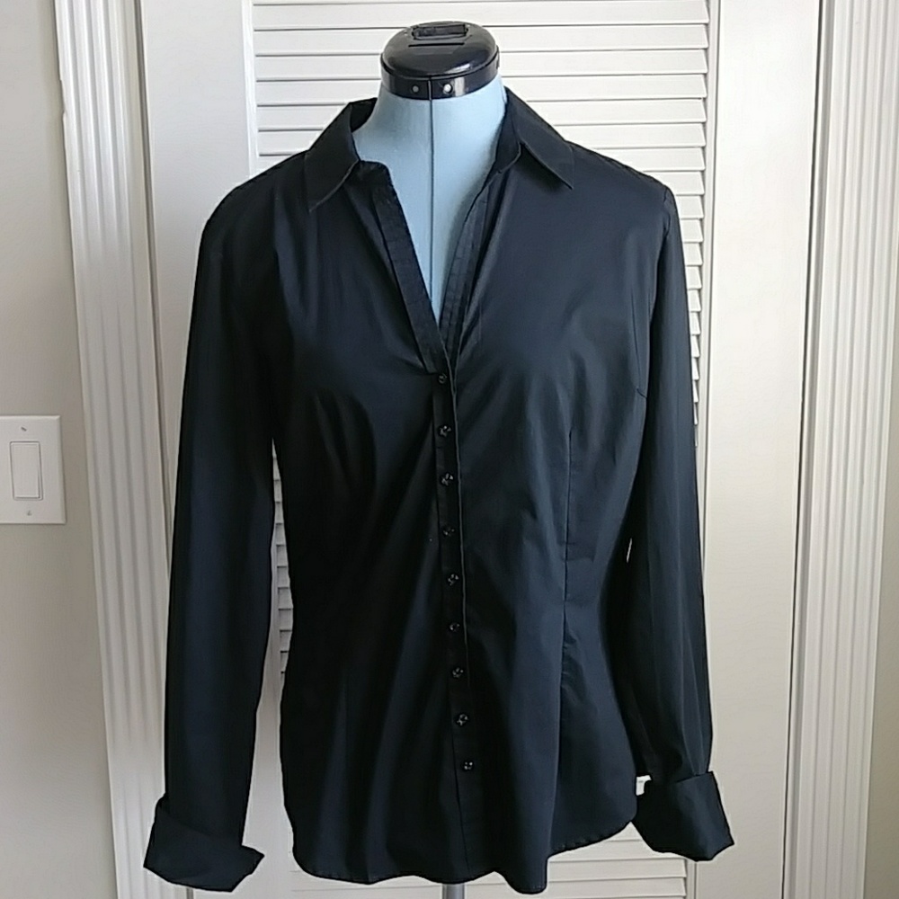 Black Long sleeve french cuffs fitted shirt